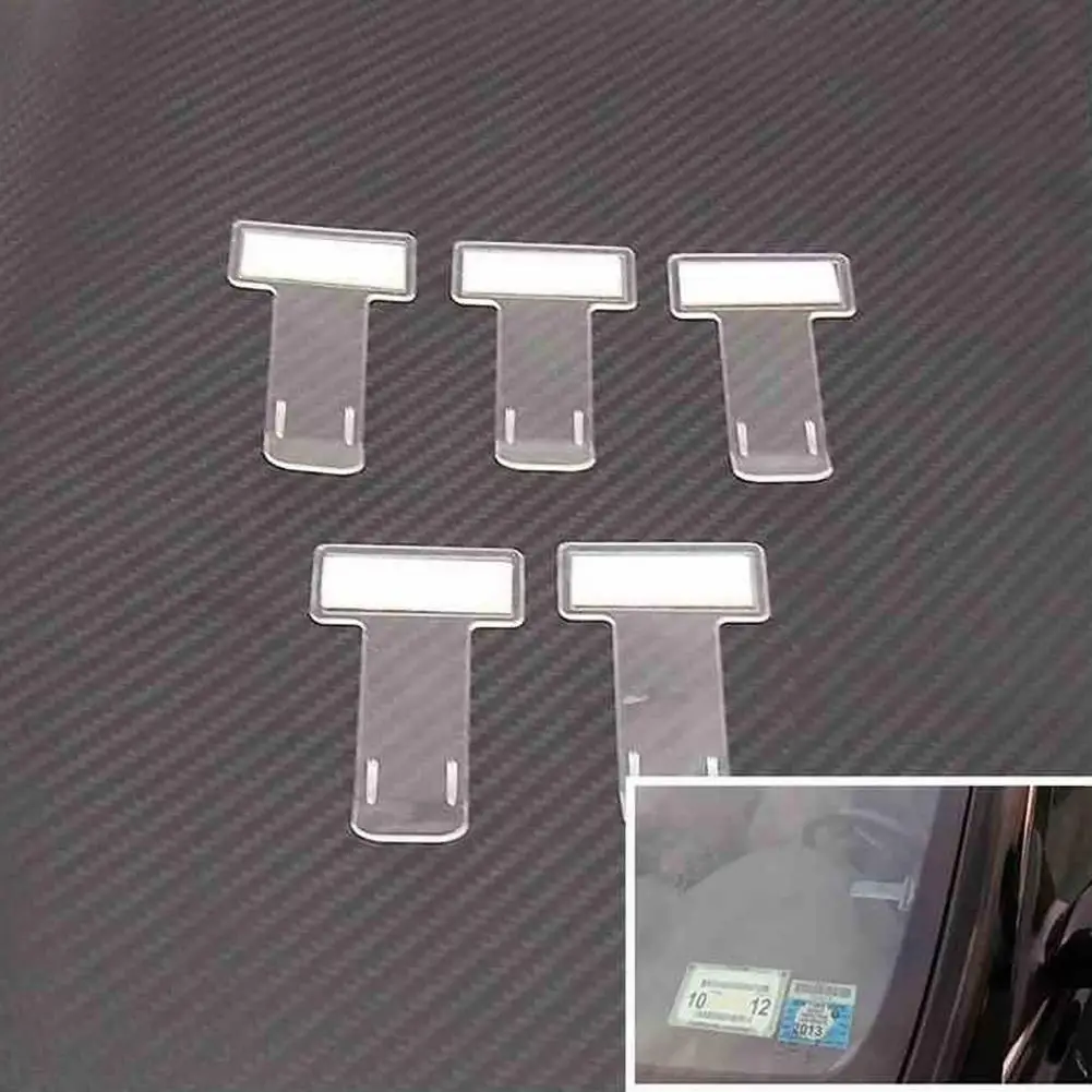

5Pcs Portable Adhesive Car Windscreen Windshield Parking Ticket Permit Card Holder Clip Car Accessories Supplies Products