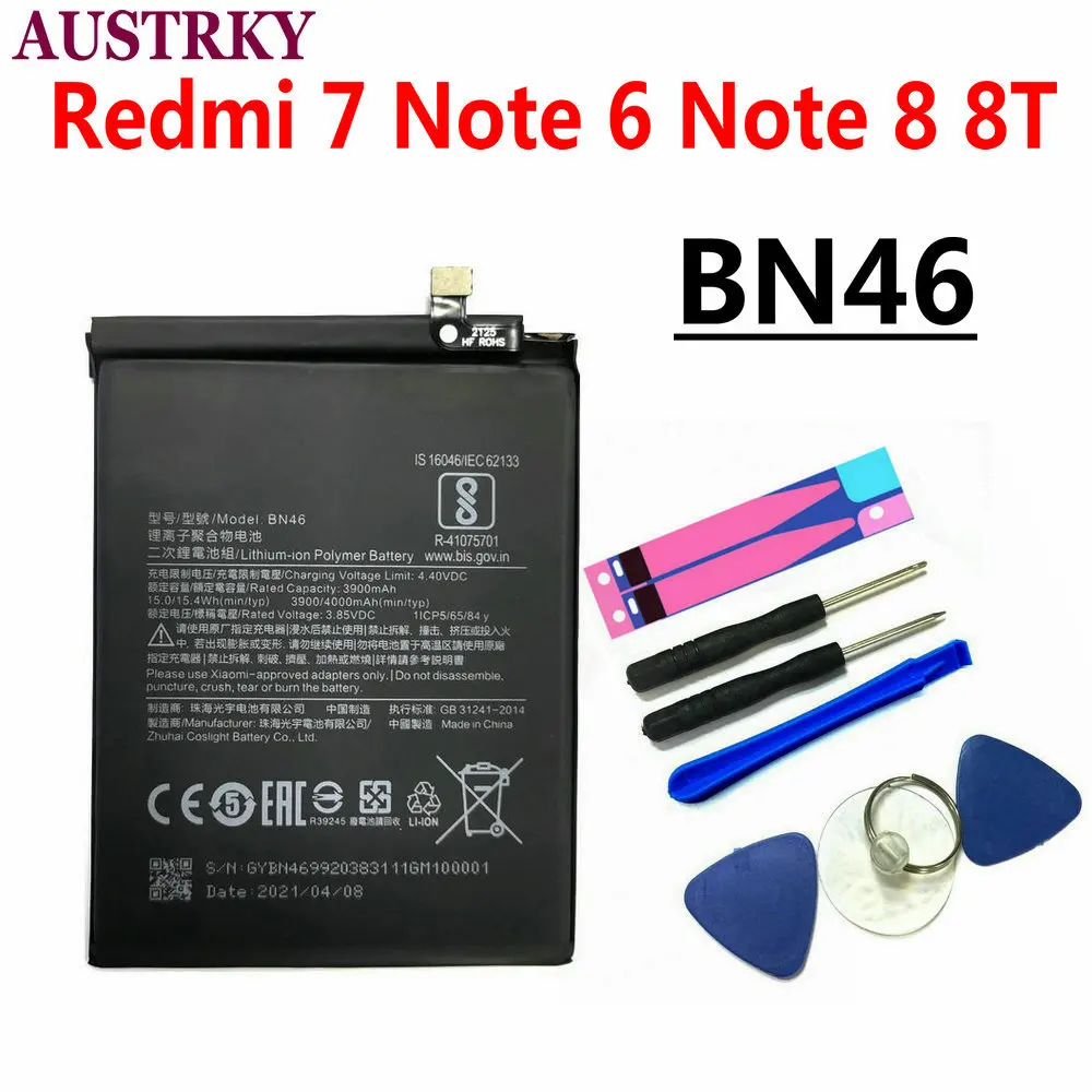 Аккумулятор BN46 для Xiaomi Redmi Note 8 8T 7 6 4000 мА · ч | Мобильные телефоны и аксессуары