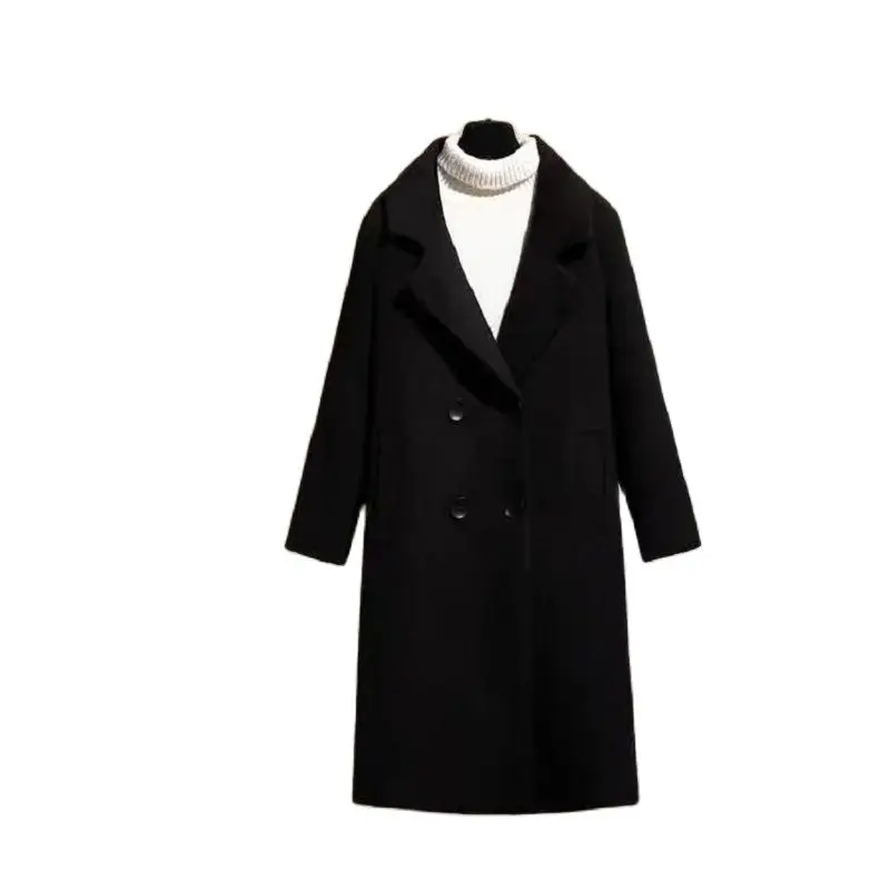 

MRWILK Black Tweed Coat Women's Middle Long 2020 Autumn And Winter New Temperament Hepburn Style Thin And Thick Woolen Coat