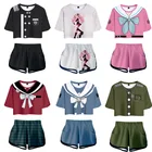 Danganronpa V3 Дзюнко Эносима Косплей футболка шорты костюмы для женщин Maki Harukawa рубашки с коротким рукавом футболки спортивная одежда для девочек