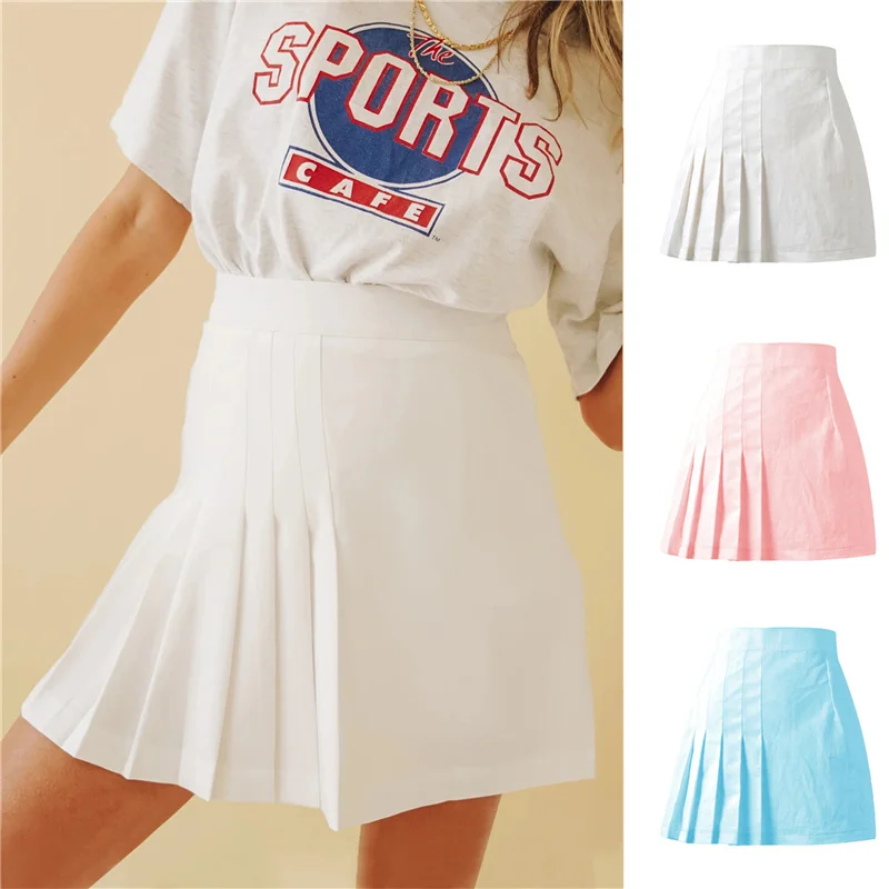 

Summer Women Skirt S-XL Plaid High Waist Stitching Student Pleated Skirts Women Cute Sweet Girls Dance Mini Skirt