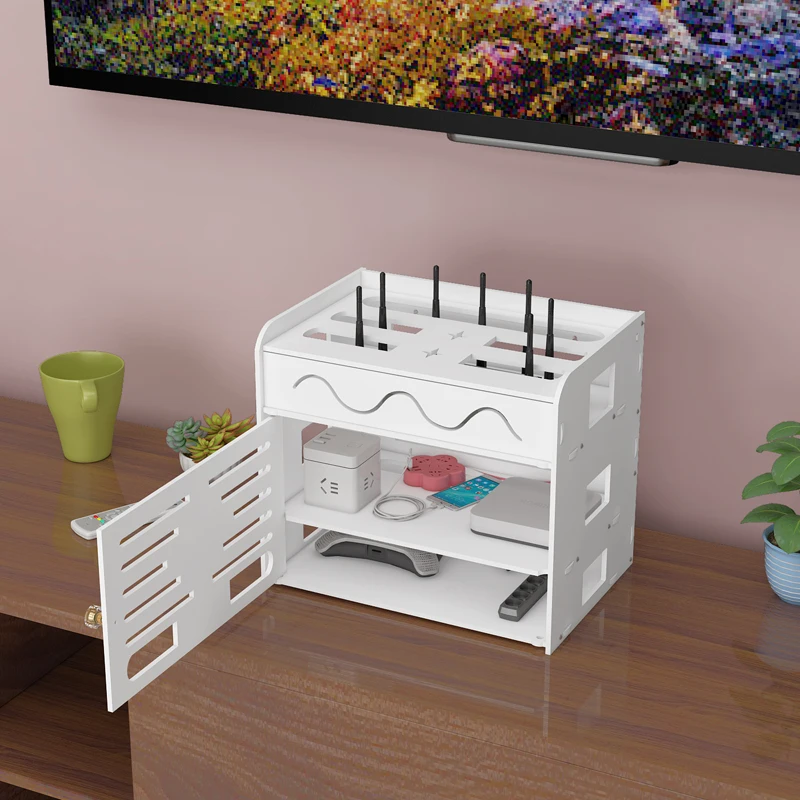 2 function wireless wifi router storage box panel shelf wall hanging on desk top plug board bracket cable storage organizer free global shipping