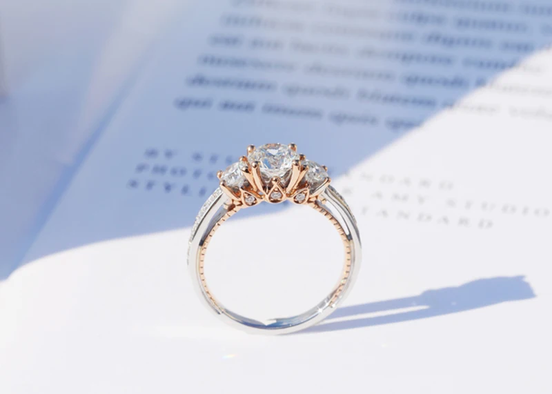 AULEEZE 14k кольцо из белого розового золота Три камня дизайн D Цвет 1 карат муассанит обручальные Обручальные кольца для женщин