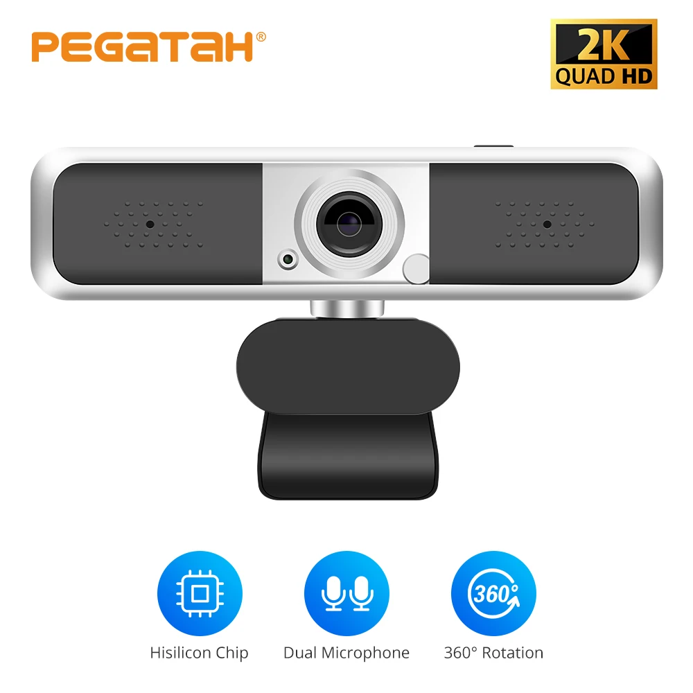 

2K Webcam Full HD Web camera with Microphone 360° Rotation PC webcam for computer Meeting Video Work 1080P USB camera