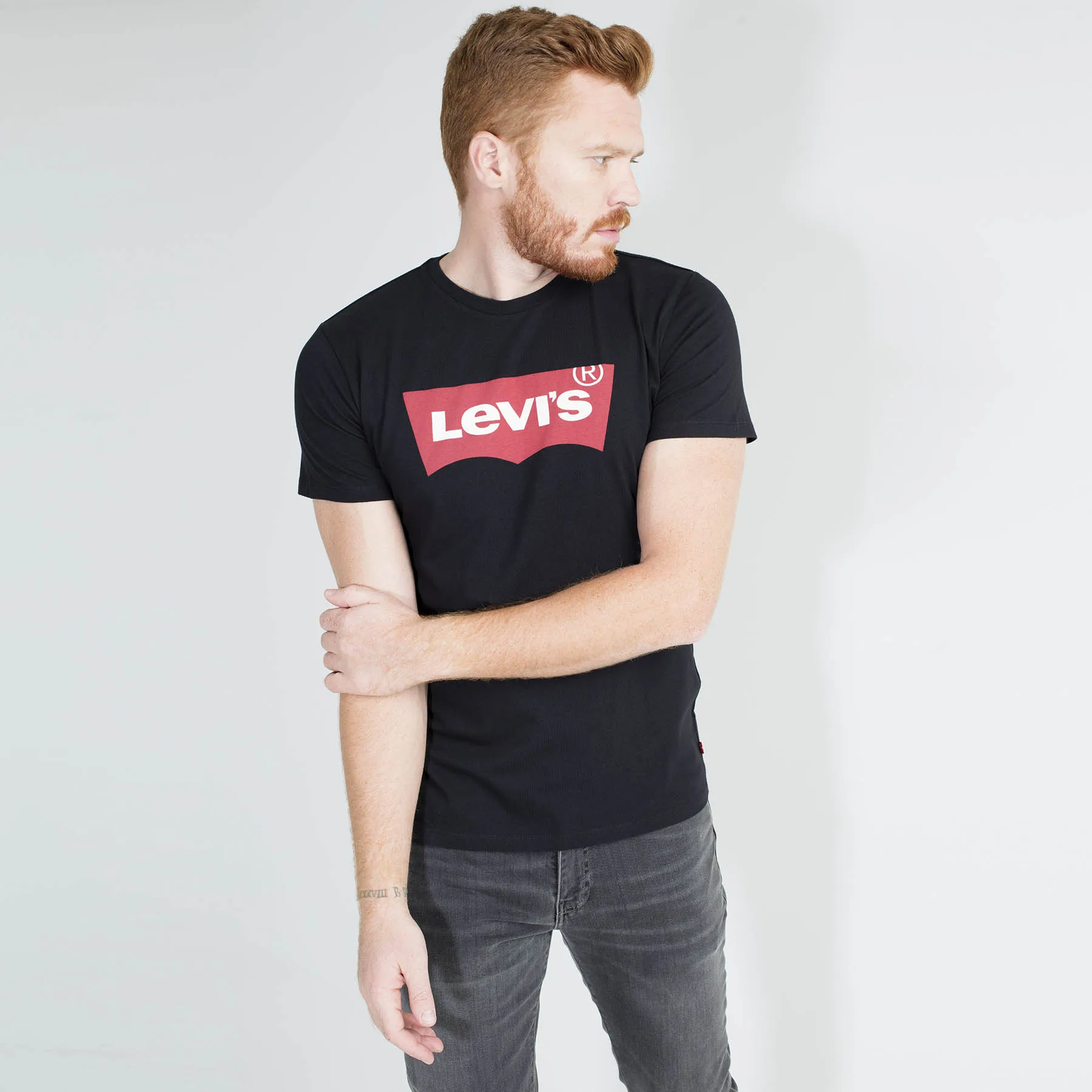 Леви печатных круглый вырез горловины 100 хлопковая футболка для мужчин модные