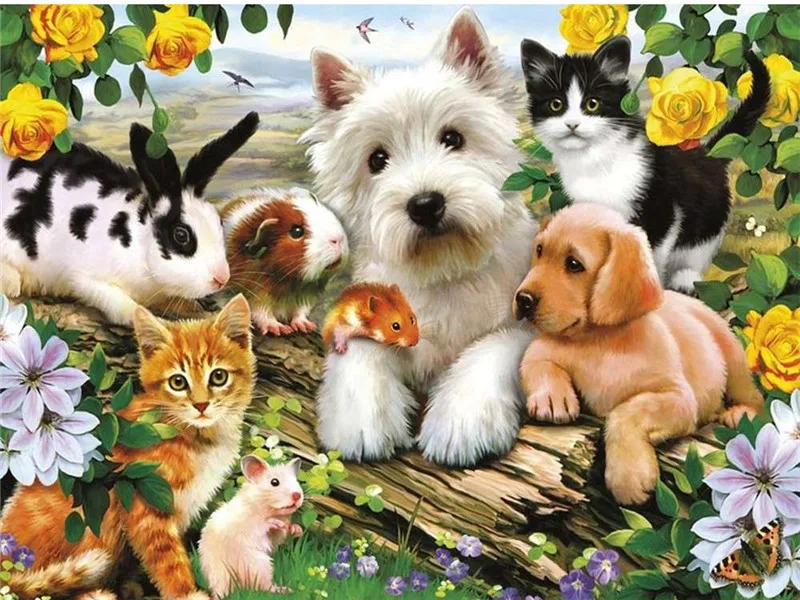 

DIY Full Square/Round Diamond Painting Dogs Anmial Full Drill Rhinestone Cross Stitch Kits Handmade Embroider Crafts Love Gift