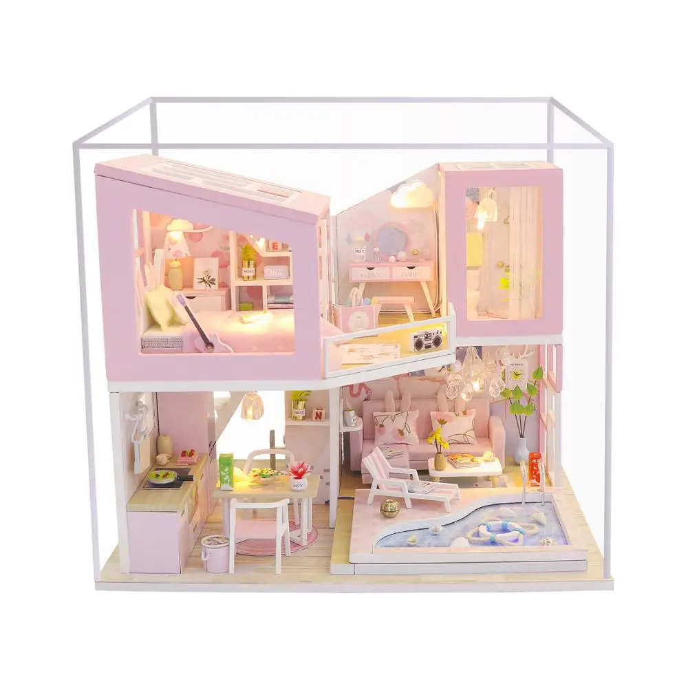 

DIY 3D Wooden Miniature Handmade Furnitures Doll House Model Building Kits Toys Dollhouse For Children Adult Birthday Gifts M915