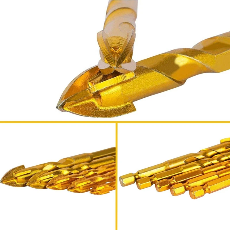 

NEW-5 Pcs(5mm.6mm.8mm.10mm.12mm)Tile Drill Bit Tungsten Carbide Tip & 1set Door and Window Handle Lock Casement Black