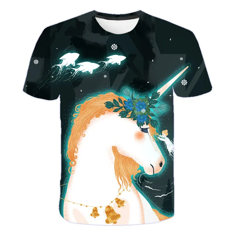 

Summer 2021 Fashion Unisex Unicorn Tee Kids Boy Short Sleeve Tee Babies Kids Clothes Girls Clothes