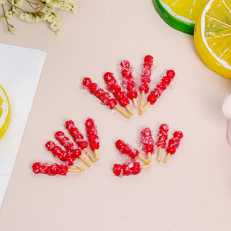 

5Pcs 1:12 Dollhouse Miniature Food Candied Gourd on a Stick food Doll House Toy