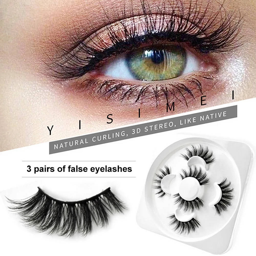 3 пары натуральных накладных ресниц 3D Искусственные ресницы толстые ручной