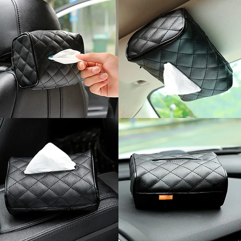 

Universal Leather Car Auto Tissue Box Cover Napkin Paper Holder Towel Dispenser For Car Back Seat Hanging Paper Holder