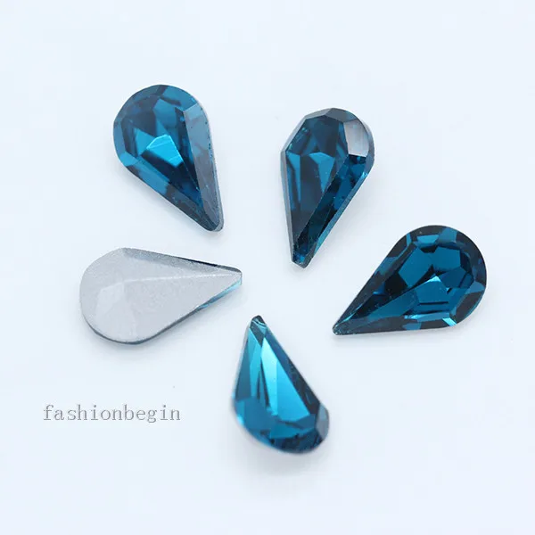 capri blue 30p 5x8 мм каплевидный цвет точка фольгированный назад стеклянный модный Камень Кристалл Стразы капелька дизайн ногтей украшения ювелирных изделий - Цвет: capri blue