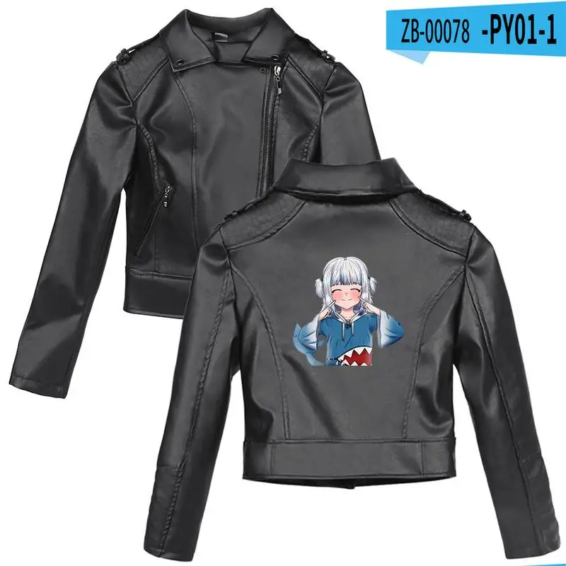 

new 2021 winter Riman gawr gura-2d peripheral printing fashion women's PU leather coat