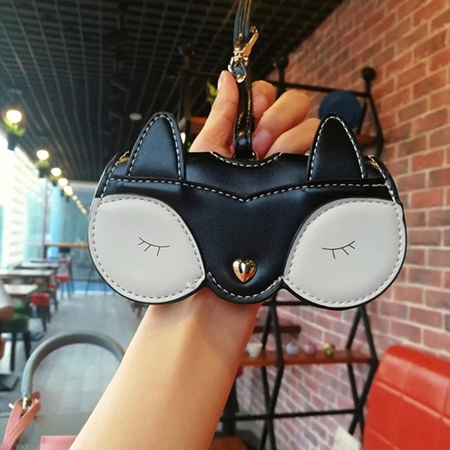 miaomiao PU Leather Eyeglasses Case Ins Popular Cute Cartoon Back To School Women Sunglasses Storage Protection Unique Glasses Bags - Цвет: miaomiao