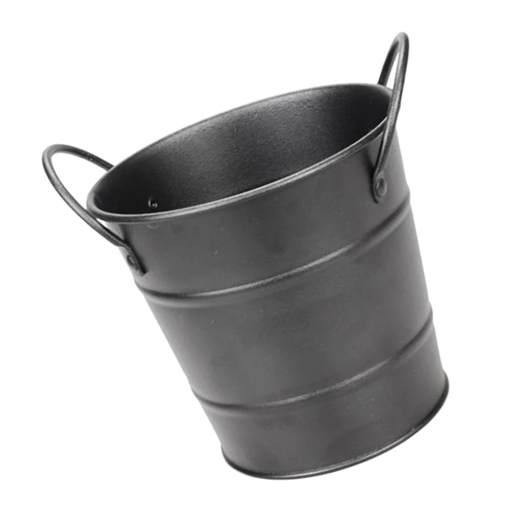 

Mini Metal Pail, Stainless Food Pail for Appetizers, Fruits, Snacks Black