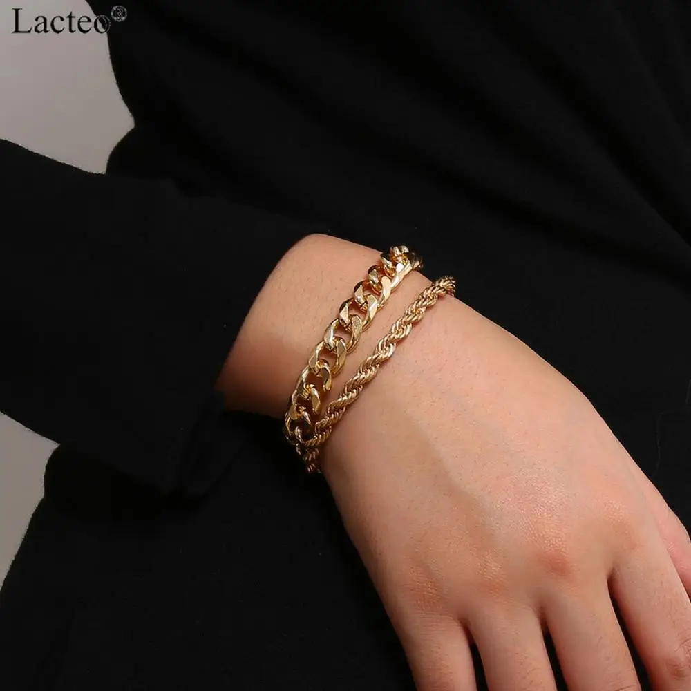 Lacteo преувеличенный 2 шт./компл. витая Цепочка браслет для Для женщин в стиле хип