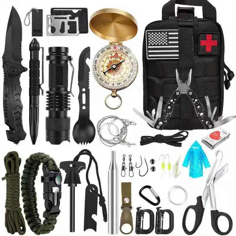Wilderness SOS Survival Gear Survival Kit Outdoor Travel Camping Fishi Hunting First Aid Kit Pouch Multifunct Survival Tool outdoor 12in1 wilderness adventure survival kit sos first aid kit emergency survival gear gifts for camping hiking hunting fishi