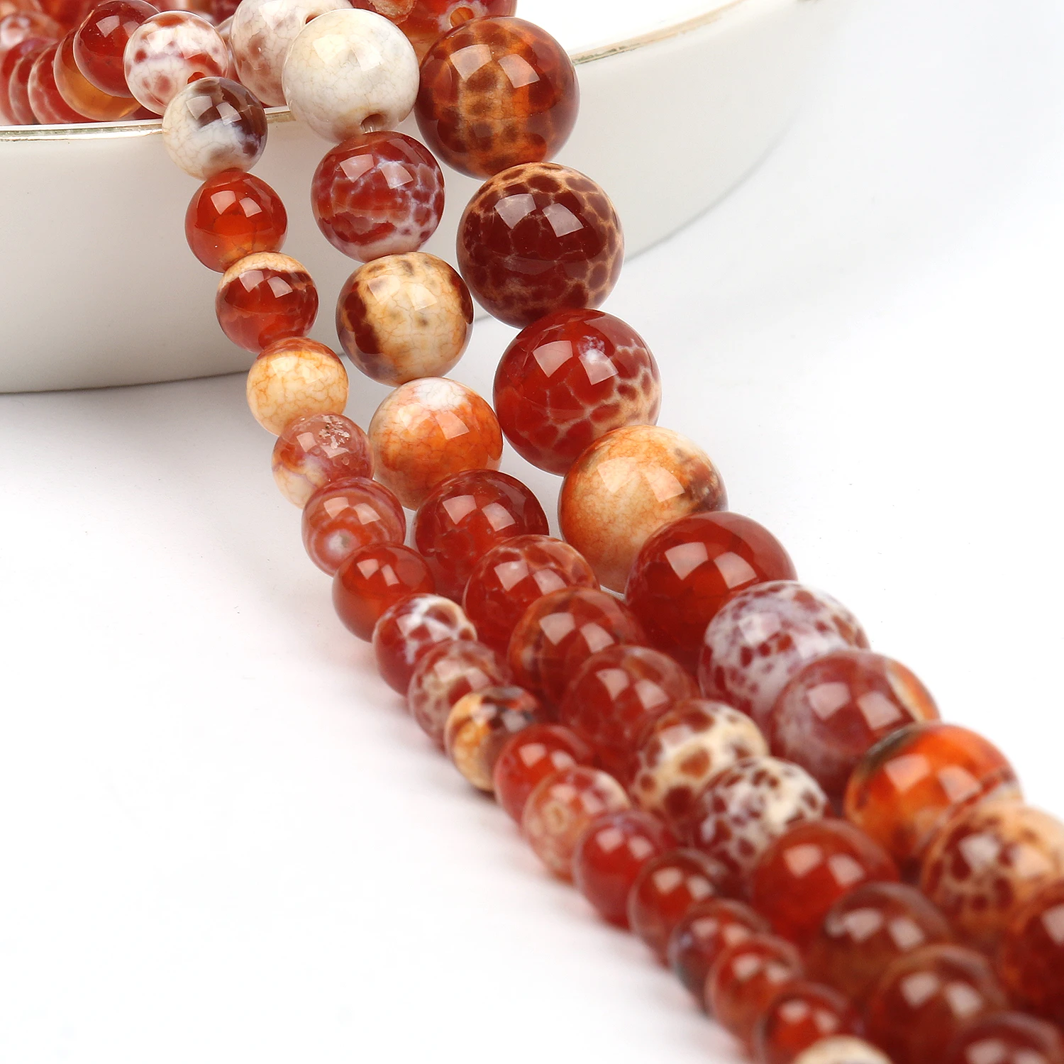 

6/8/10mm Natural Red Fire Agate Stone Beads Round Loose Spacer Beads For Jewelry Making Supplier Diy Women Bracelet Necklace
