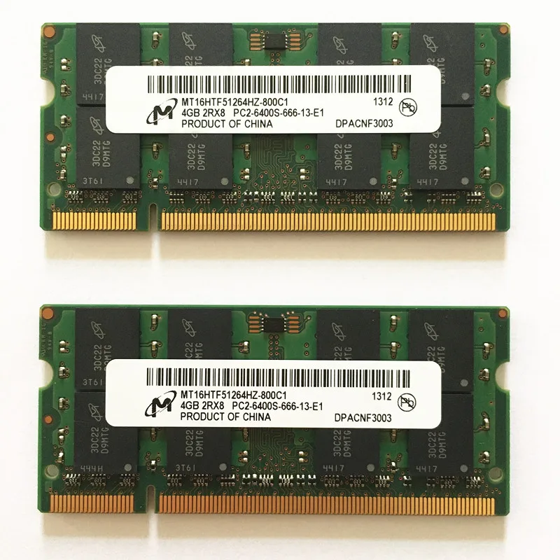 Оперативная память для ноутбука Micron DDR2 4 Гб RAM 800 МГц 2Rx8 PC2 6400S 666 ГБ ddr2