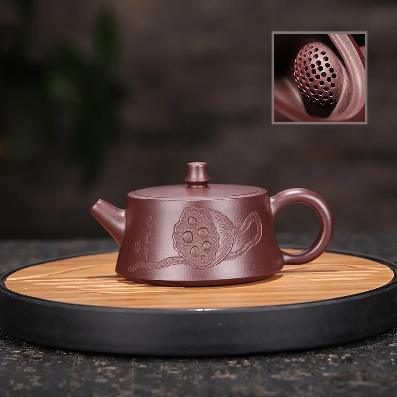 

Yixing Purple Clay Pot Raw Ore Purple Zhu Ni Lian Peng Jinglan Teapot Kung Fu Tea Set Teapot 150ml