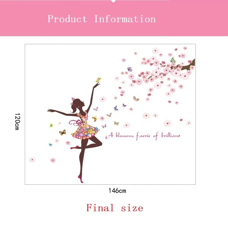 

Cartoon fairy wall stickers for kids girls room home decor DIY art background applique decoration living room bedroom decor