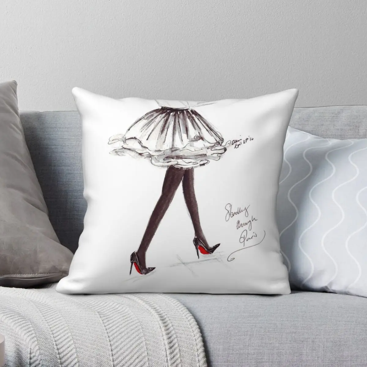 

Titled Walking In Louboutins Square Pillowcase Polyester Linen Velvet Pattern Zip Decor Bed Cushion Case 45x45
