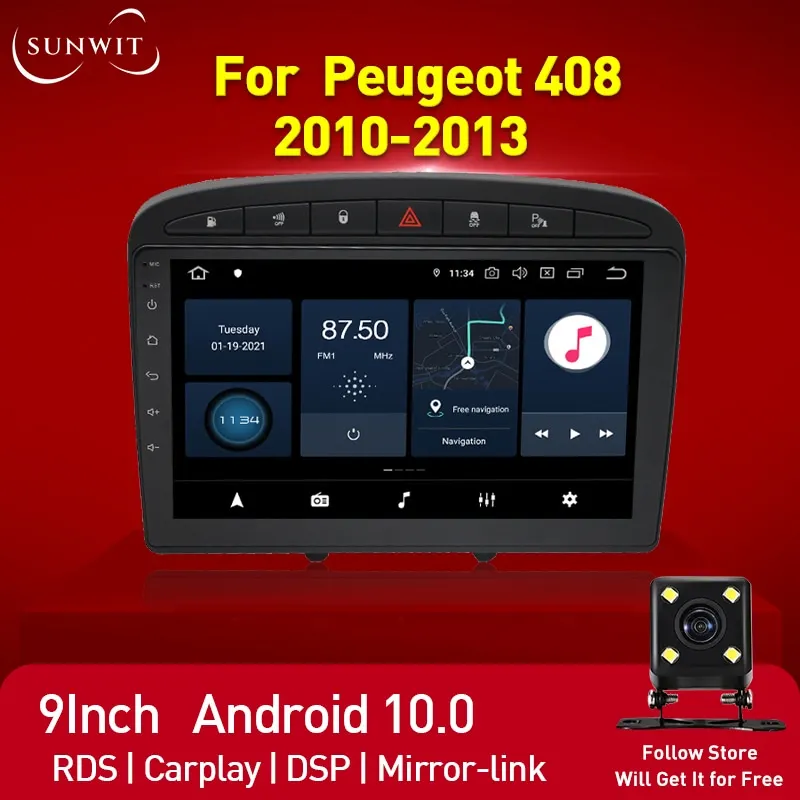 

PX30 2+32G 9inch Andorid Car Stereo For Peugeot408 2010-2013 Car Radio Bluetooth Car Video Players GPS Navigation DSP Carplay