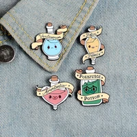 cute enamel cartoon bottle badge brooches for women kids colorful sea cat horse metal jewelry shirt backpack accessories