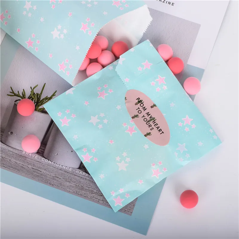 Бумажные пакеты 5x7in love is sweet, бумажные пакеты для попкорна на свадьбу, безопасные вечерние бумажные пакеты для еды, лучший подарок - Цвет: blue star