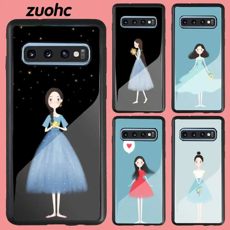 

Lovely Girl Plexiglass Phone Case For Samsung Galaxy S20 Ultra S10 S9 S8 S7 Plus Edge S10 E Lite Note 8 9 10 Pro Cover