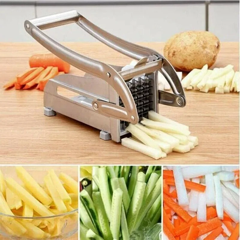Cortador Manual de patatas fritas de acero inoxidable, m&aacute;quina cortadora de tiras de patatas fritas, herramienta de fabricaci&oacute;n de zanahorias-3