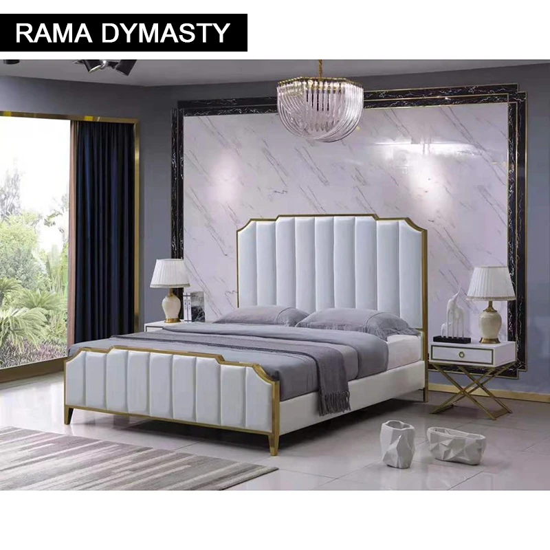 Мягкая кровать RAMA DYMASTY из натуральной кожи современный дизайн Бетт cama модная