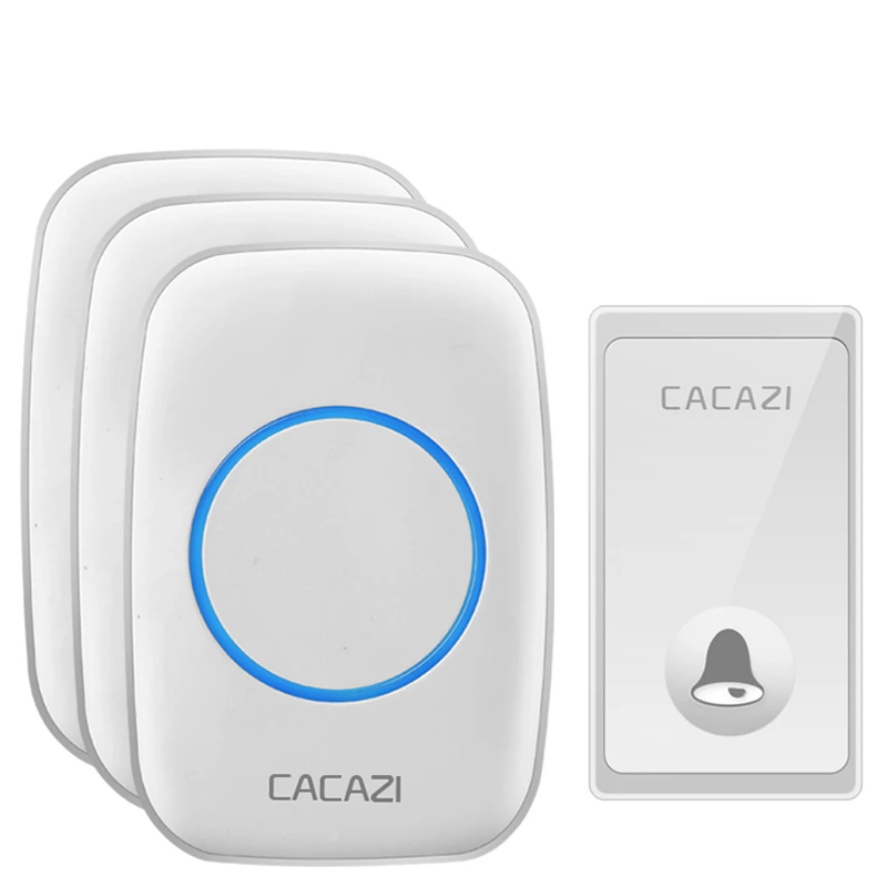 1 button 3 receiver CACAZI не требуется батарея беспроводной дверной звонок автономный 58 курантов США ЕС Великобритания штекер умный дом дверной звонок 1 2 кнопки 1 2 приемника - Цвет: 1 button 3 receiver