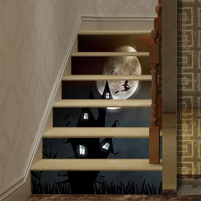 Украшение для Хэллоуина лестница ведьмы дом Хэллоуин|Наклейки на стену| |