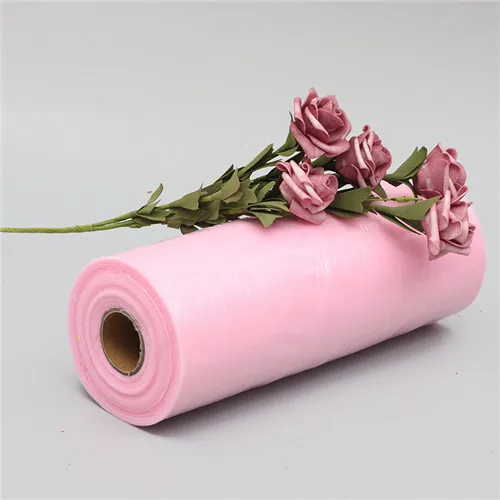 pink 1" 100y Тюль" рюмочка "ткань Diy ремесло детский душ юбка-пачка скатерть лента из органзы Свадебная вечеринка праздничные украшения принадлежности - Цвет: pink