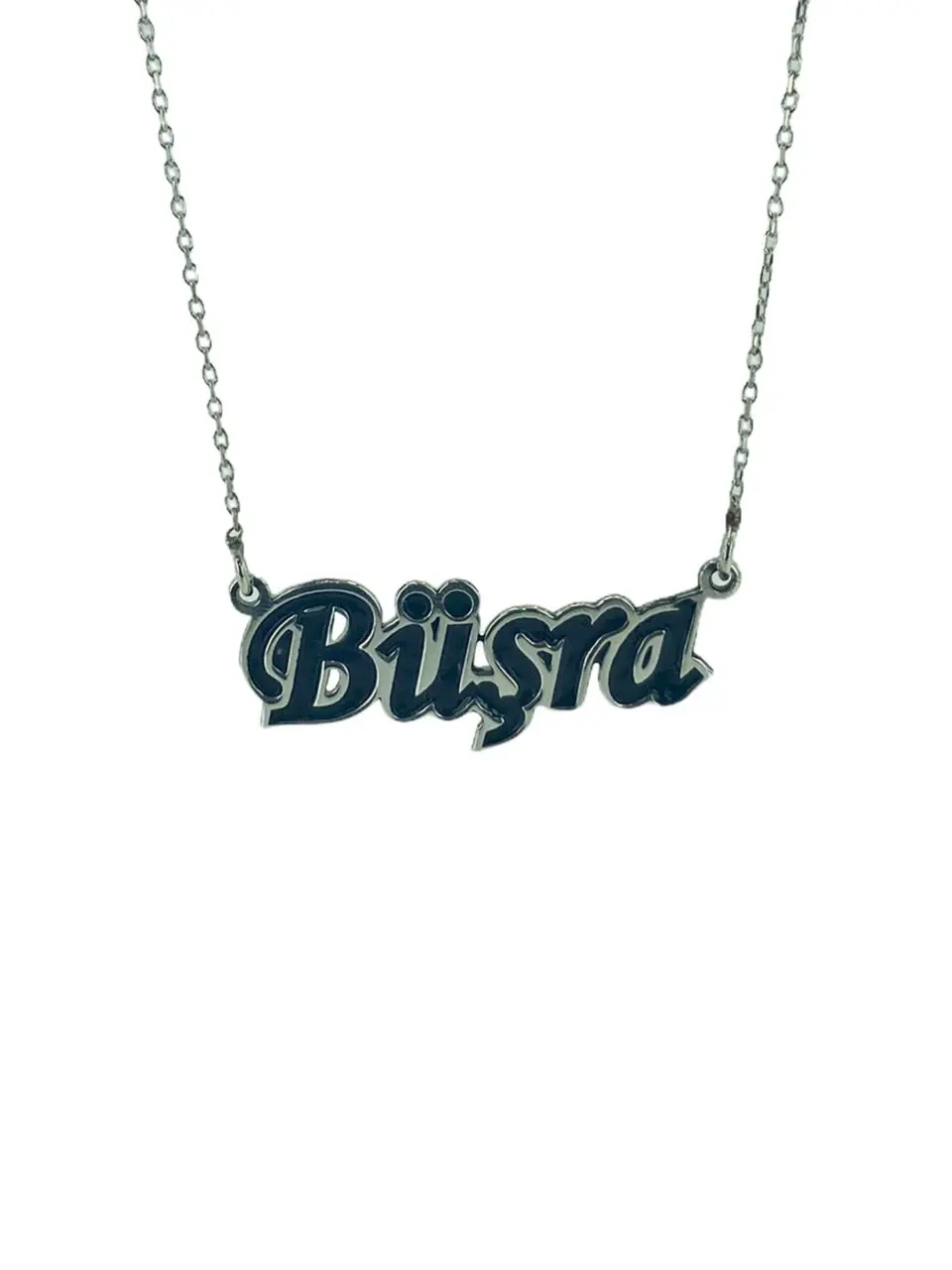 

Black Enamel Filled Is 925 Sterling Silver Name Necklace