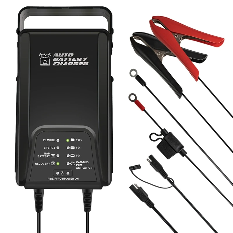 

12V3.8ALead-Acid GEL AGM Lithium Iron Battery Motorcycle Car 9-Stage Charger Repair Battery Maintenance US Plug