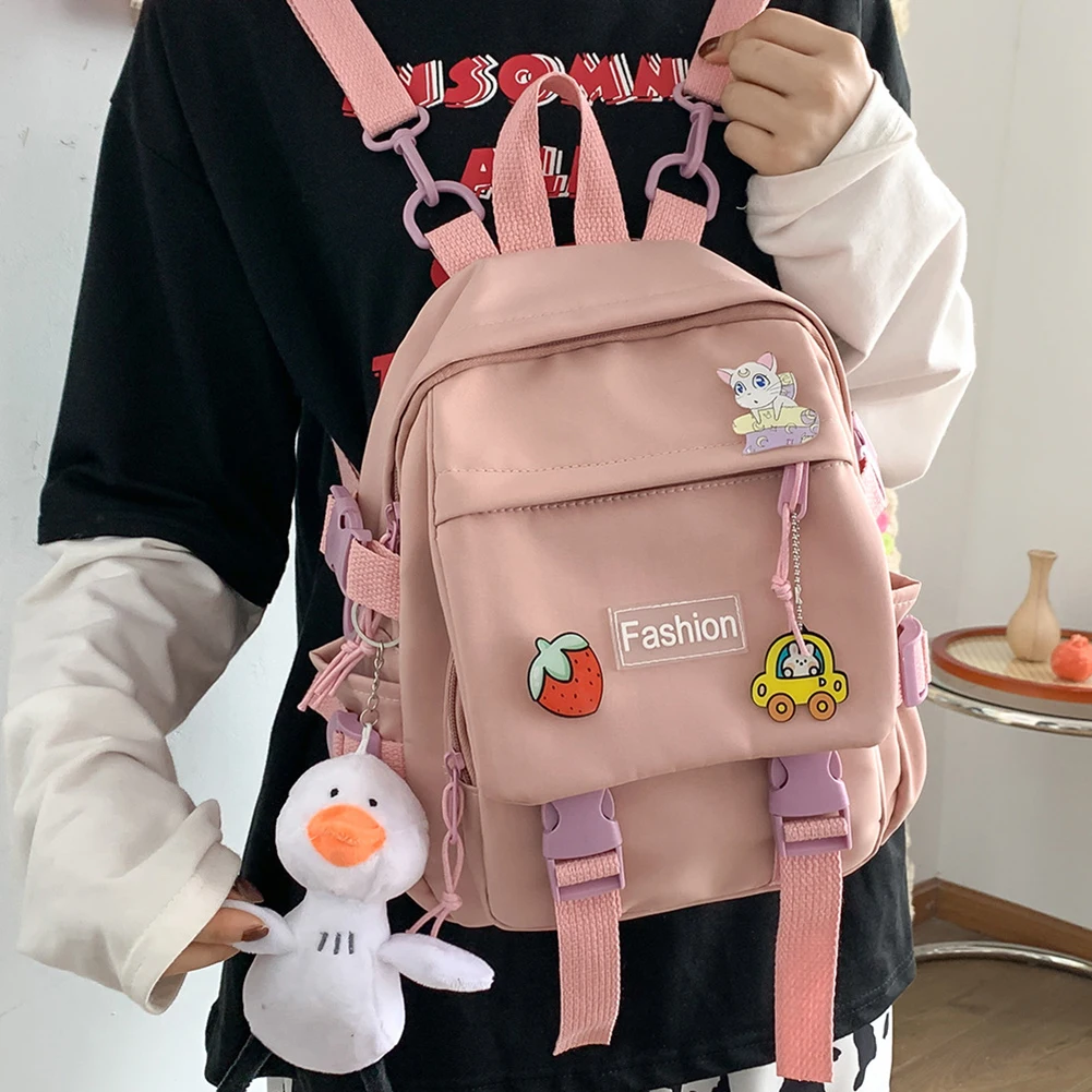 

Повседневные Нейлоновые женские рюкзаки, однотонные школьные сумки в стиле преппи для студентов, Женская Повседневная дорожная сумка-рюкз...