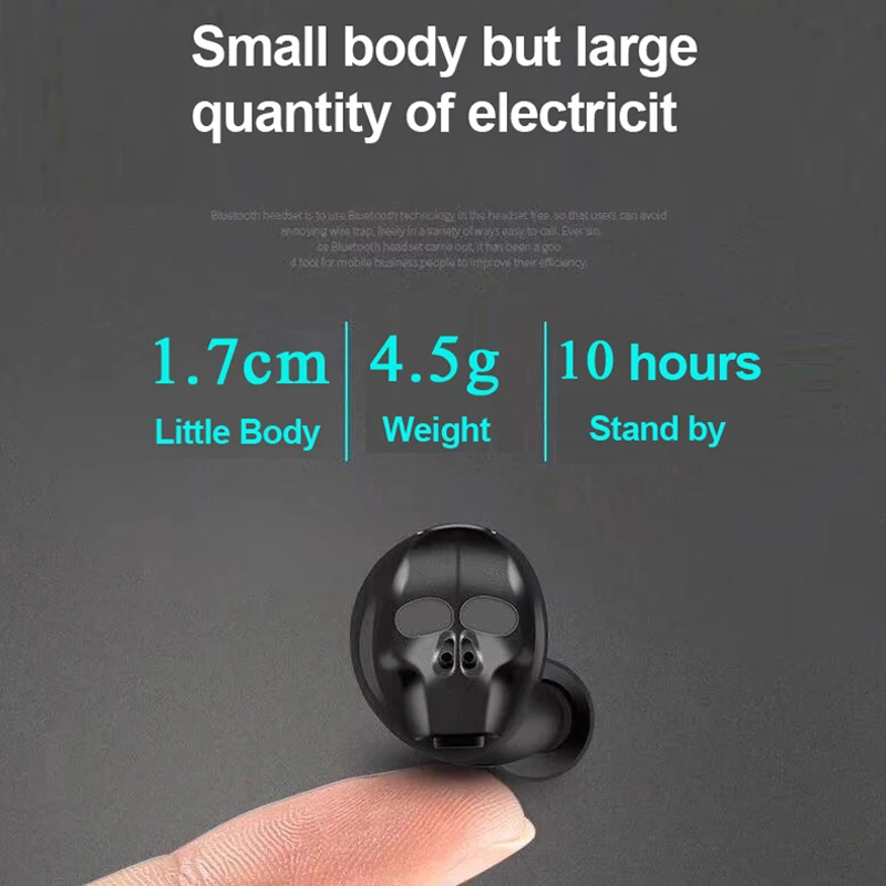 2020 New Skull Bone Bluetooth Earphone with Microphone Noise Cancelling Hi-Fi Handsfree Bass Stereo Mini Micro Earbud Earpiece |