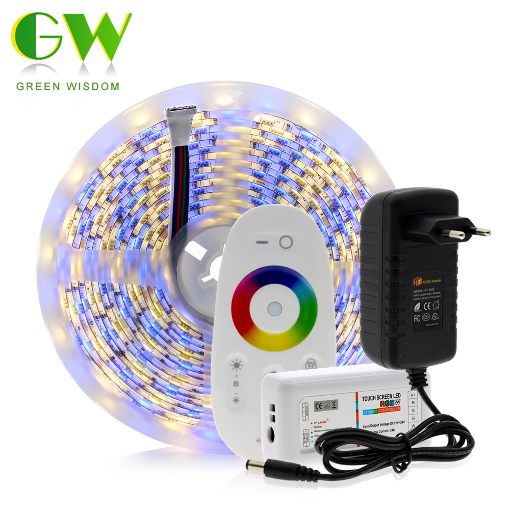 5 м 5050 Светодиодная лента DC12V RGB/RGBW/RGBWW гибкий светильник лента 300 светодиодный s RGB цвет Светодиодная лента комплект+ пульт дистанционного управления+ адаптер питания