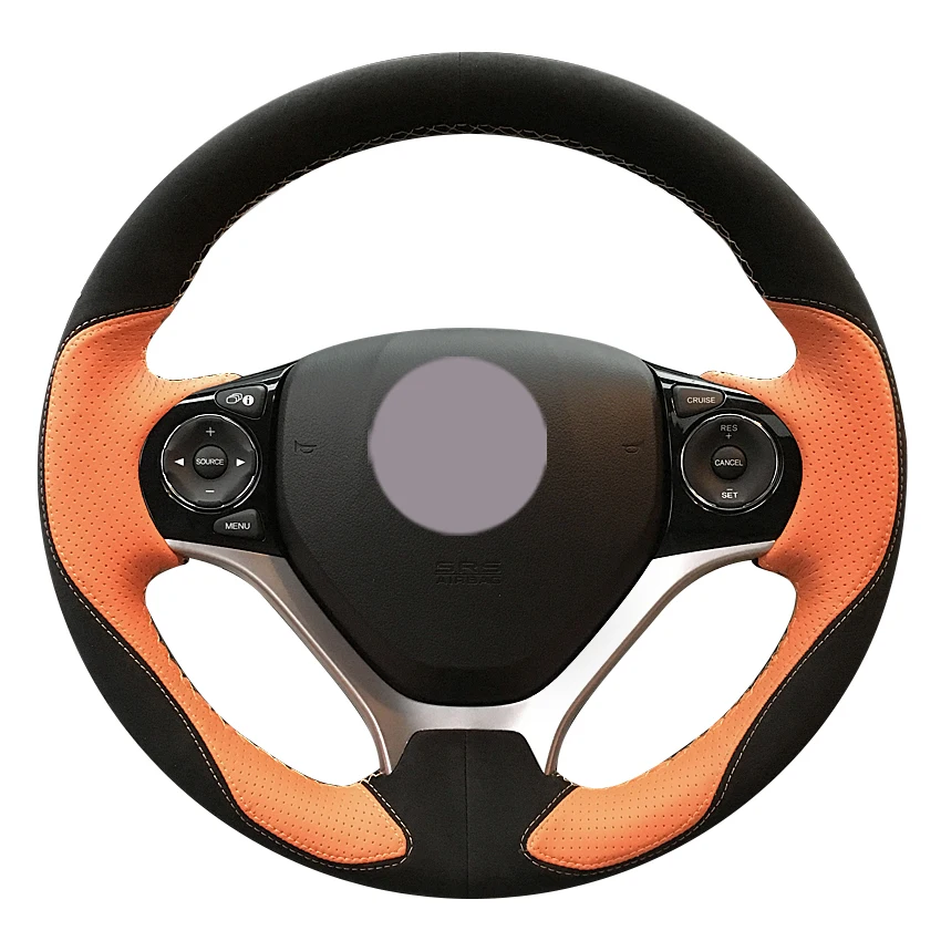 Черный замшевый коричневый кожаный чехол на руль автомобиля для Honda Civic 9 2012 2015|car