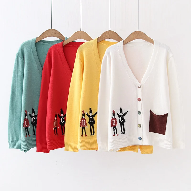 2019 сладкий осенний женский свитер вязание Мори девушка просто кардиган