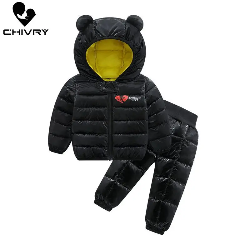 Новинка Сезон осень-зима На утином пуху для мальчиков и девочек куртка штаны