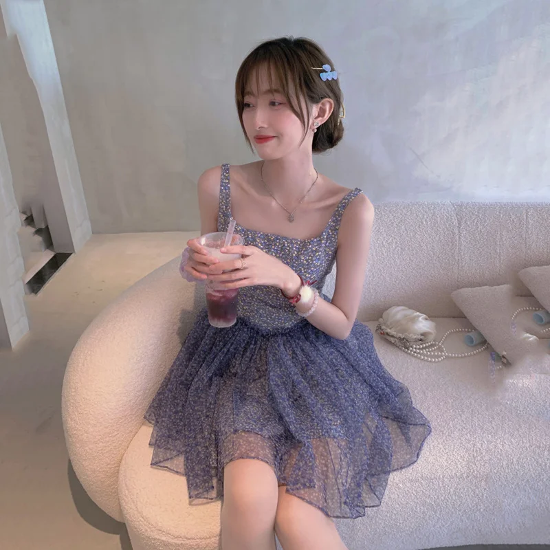 Новинка лета 2021 стильное Цветочное платье Xiansen на бретелях|Женские платья| |