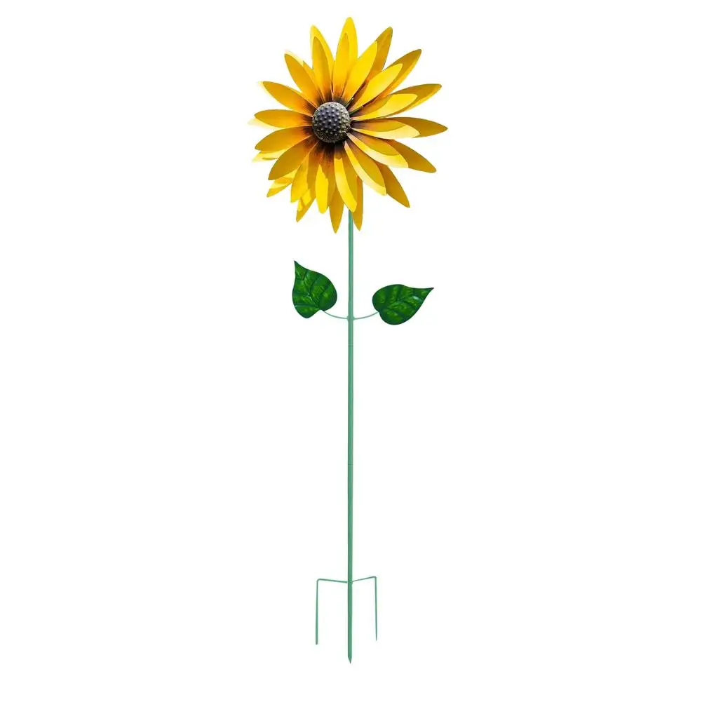 

Metal Sunflower Rotating Windmill Garden Wrought Iron Flower Wind Spinner With Stake Lawn Landscape Roadside Decor Windmill