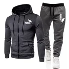 Новый зимний мужской костюм с толстовкой с принтом, флисовый свитшот на молнии, повседневный спортивный костюм, спортивные штаны, мужская спортивная одежда 2021 M-3X