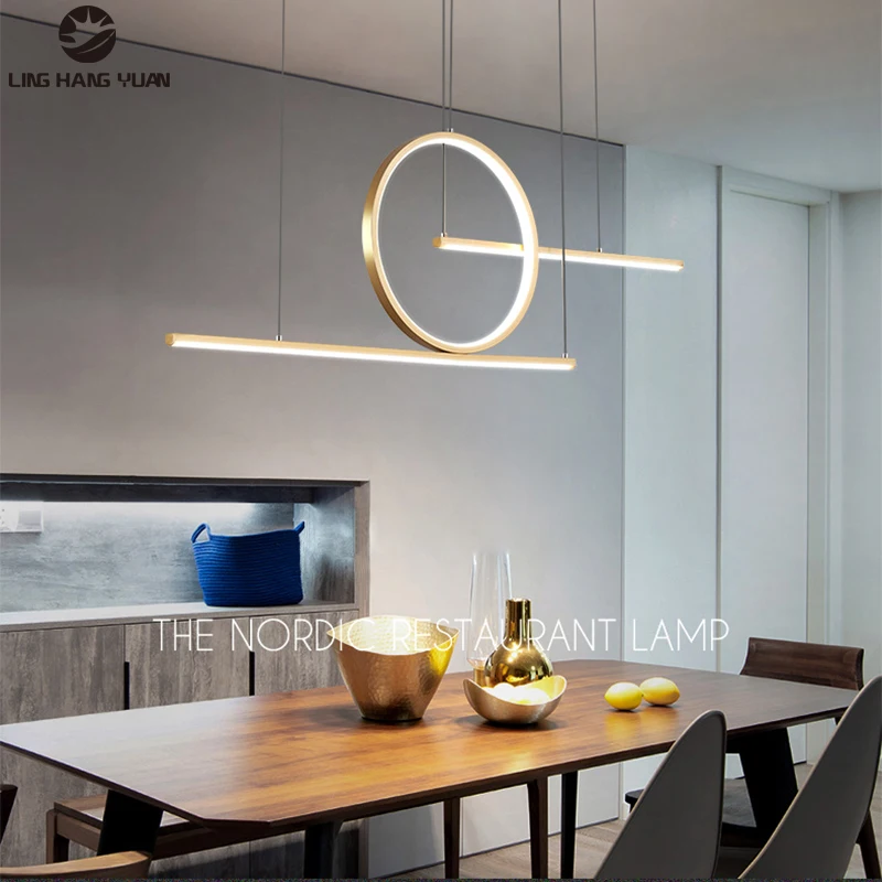 Minimalista moderno colgante de Led de luz de la lámpara de oro y Negro Color lámpara colgante tipo araña para sala de techo de la cocina brillo