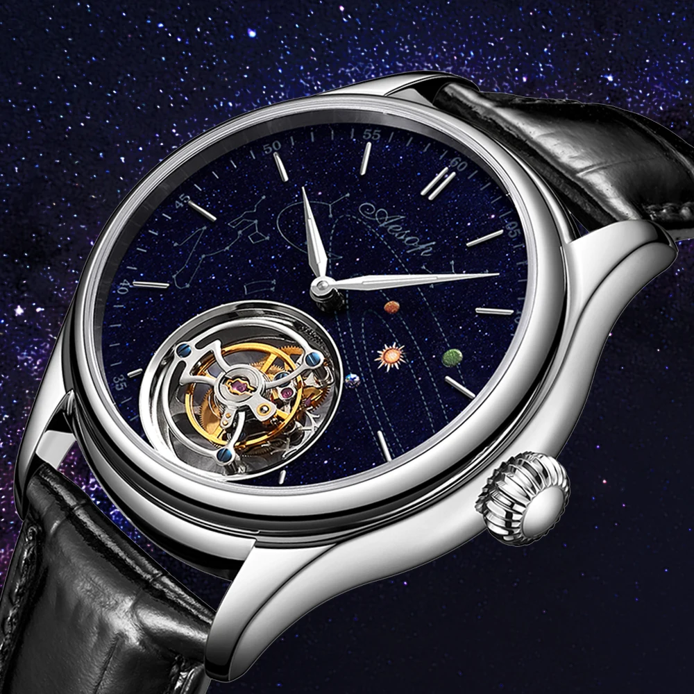 Tourbillon часы 100 м водонепроницаемые для мужчин Сапфир Водонепроницаемый Топ бренд