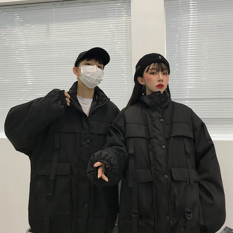 Многофункциональная Толстая мужская куртка с лентами парка Techwear зимняя в стиле